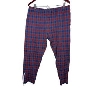 Todd Snyder blue red plaid ankle zip cropped pants sz XL